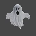 Classic White Floating Ghost Game and Movie Character with Open Mouth