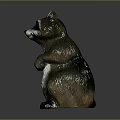 Standing Raccoon Sculpture With Metallic Finish And Detailed Fur Texture On Dark Background