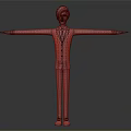 Red Haired Character In Blue Suit With Arms Outstretched 3D Rendered Gray Background