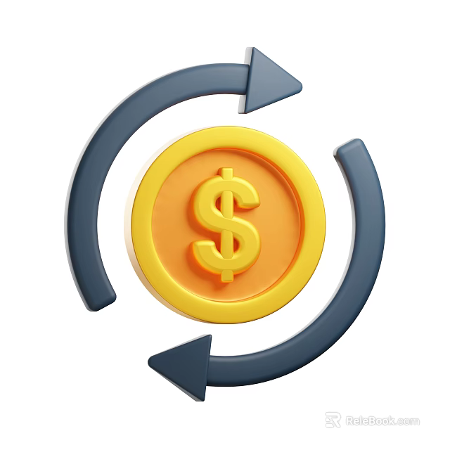 Elegant Decorative Ornament Set With Dollar Sign And Circular Arrows For Financial Decor 3d model 