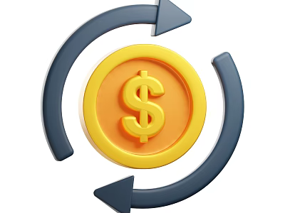 Elegant Decorative Ornament Set With Dollar Sign And Circular Arrows For Financial Decor 3d model