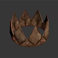 Copper Crown Jewelry With Geometric Spiked Design And Round Beads Metallic Texture