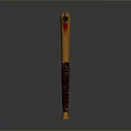 Axe Weapon With Red Stained Blade And Yellow Brown Wooden Handle