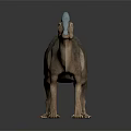 Realistic Parasaurolophus Dinosaur with Blue Crest and Brown Body on Dark Background