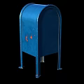 Blue Public Mailbox With Metal Structure For Community Postal Services