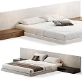 Modern Double Bed Interior Design With Upholstered Headboard And Wooden Bedside Tables