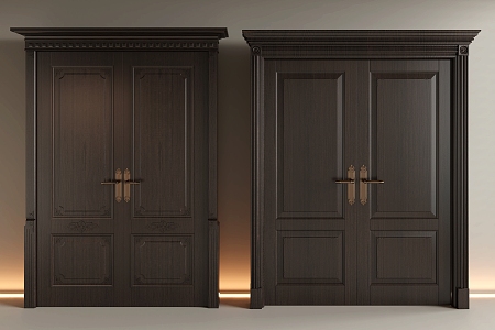 French double door entrance door villa door private room door 3d model