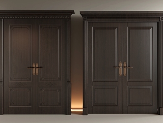 French double door entrance door villa door private room door 3d model