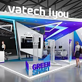 VATECH Exhibition Booth Modern Design With Purple Blue Lighting Digital Screens