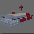 High Precision Industrial CNC Engraving Machine With Metal Worktable Red Components And Control Panel 3d model