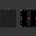 Black Equipment Cases With Red Handles Checkerboard Surface Metal Frames And Orange Protectors