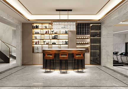 Light Luxury Bar Counter Area Wine Cabinet Bar Counter 3d model