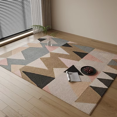 Square Area Rug With Geometric Pattern In Living Room 3d model Square Area Rug With Geometric Pattern In Living Room 3d model