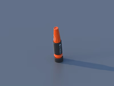 Orange Pen Like Device With Black Band And Cap Design Features 3d model