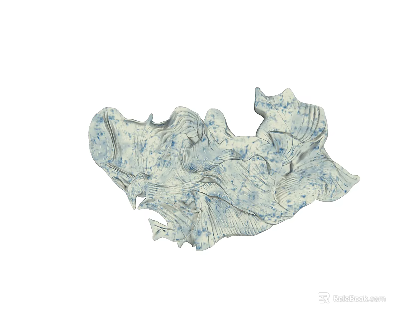 Blue And White Abstract Wall Decor With Textured Ceramic Surface Design 3d model