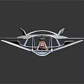 Futuristic White Aircraft Structure With Sleek Wings And VR Headset Inside