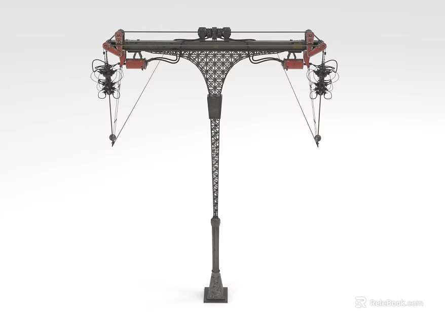 Vintage Iron Street Lamp With Decorative Design And Double Light Heads 3d model 