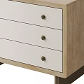 Modern Bedside Table With Three White Drawers Light Wood Frame And Brass Knobs Sleek Design 3d model