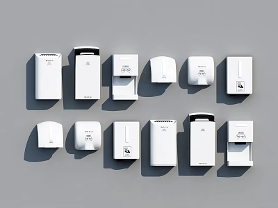 White Modern Bathroom Accessories Collection With Functional Design For Home Use 3d model