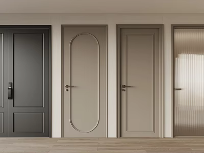Modern Home Interior Doors With Black Beige And Glass Panel Designs 3d model