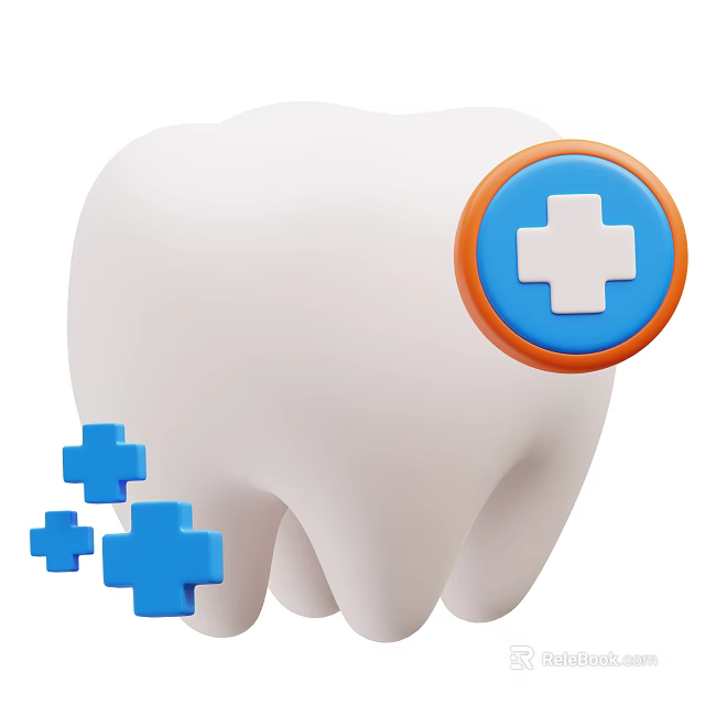 Game Movie Character With Tooth And Orange Bordered Blue Cross Medical Symbols 3d model 