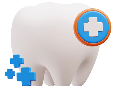 Game Movie Character With Tooth And Orange Bordered Blue Cross Medical Symbols 3d model