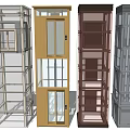 Various Modern Elevator Designs with Glass Doors and Colorful Frame Structures 3d model
