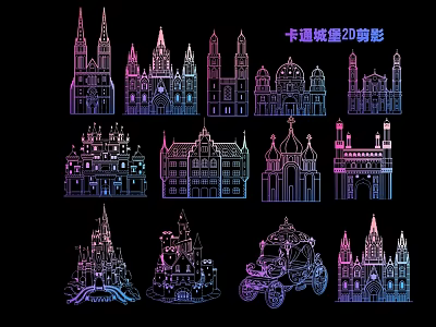 Colorful Cartoon Castle Silhouette Pendant With Unique Design For Home Decor 3d model
