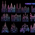 Colorful Cartoon Castle Silhouette Pendant With Unique Design For Home Decor