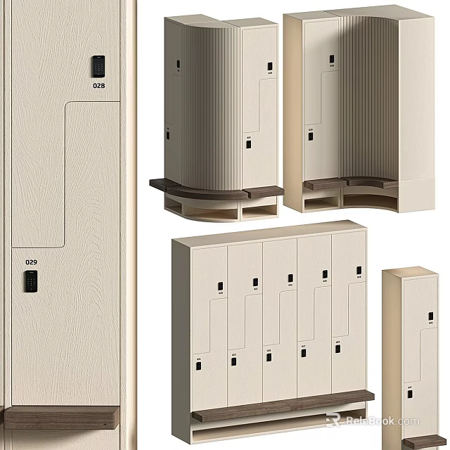 Different Types Of Storage Lockers With Numbered Doors And Various Sizes 3d model 