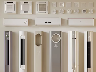 Stylish Modern Air Conditioner Fans With Wall Mounted And Standing Designs For Home 3d model