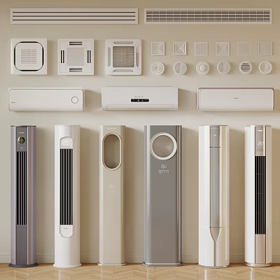 Stylish Modern Air Conditioner Fans With Wall Mounted And Standing Designs For Home 3d model