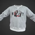 Gray Crew Neck Sweatshirt With Indian Head Graphic And Navy Text Design