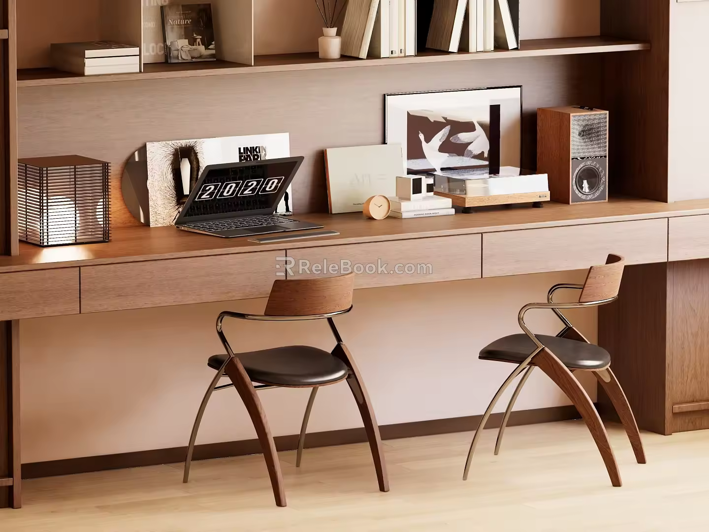 Modern Middle Style Study Desk 3d model