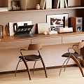 Modern Middle Style Study Desk 3d model