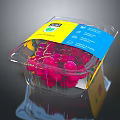 Fresh Juicy Cherries in Transparent Plastic Container with Yellow And Blue Label
