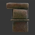 Decorative Stone Structure With Layered Design Moss Covered Top And Multicolored Blocks 3d model