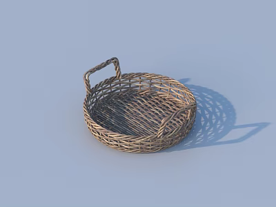 Woven Round Storage Basket with Dual Handles for Home Organizing and Decor 3d model