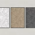 Modern Embossed Wall Decor with Three Colored Panels and Black Frames 3d model