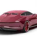 Red Luxury Coupe Car With Sleek Design Chrome Grille And Red Wheels