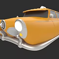 Yellow Cartoon Style Retro Car With Round Headlights And Smooth Body Design