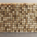 Sofa Backdrop Wall Featuring Wooden Cube Pattern With Light And Dark Wood Tones Textured Design 3d model