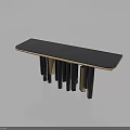 Sleek Modern Console Table With Black Smooth Top And Wooden Black Geometric Legs