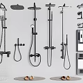 Modern Shower Systems with Rainfall Heads Handheld Sprayers and Wall Mounted Brackets 3d model