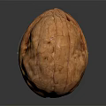 Single Natural Brown Whole Walnut With Textured Shell On Dark Reflective Background 3d model