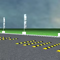 Different Road Ramps For Vehicle Testing With Safety Stripes Guide Flags And Logos