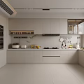 Modern Kitchen Interior With Light Cabinets Countertop Appliances And Natural Light