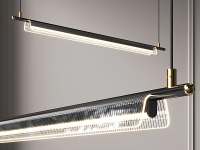 Modern Linear LED Pendant Light With Metal Frame And Bright Illumination For Interior 3d model