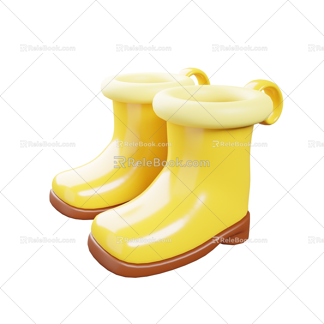 rubber shoes rain shoes cartoon shoes 3d model