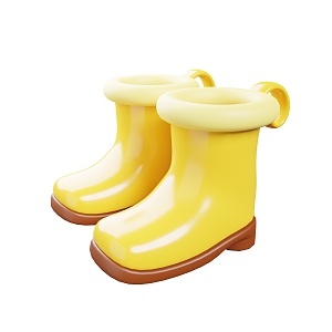 rubber shoes rain shoes cartoon shoes 3d model